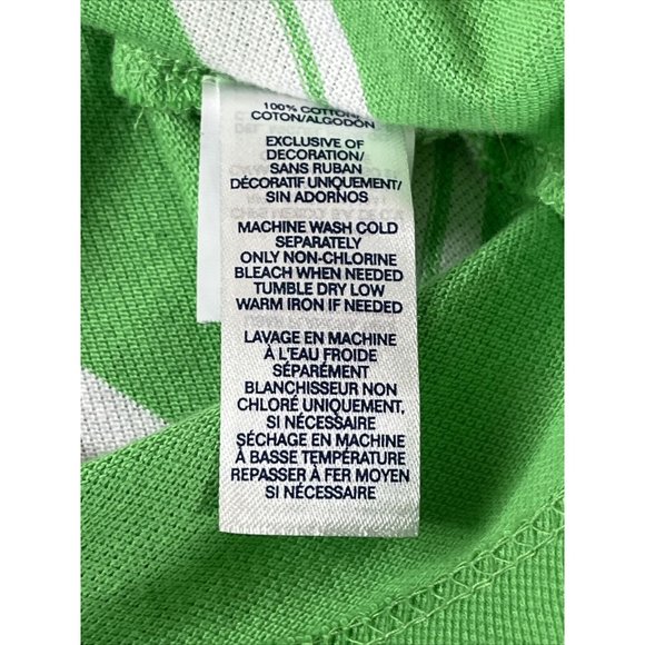 Chaps Polo Shirt Mens XL Green with White Strips Classic Fit Cotton Short Sleeve - Picture 10 of 12